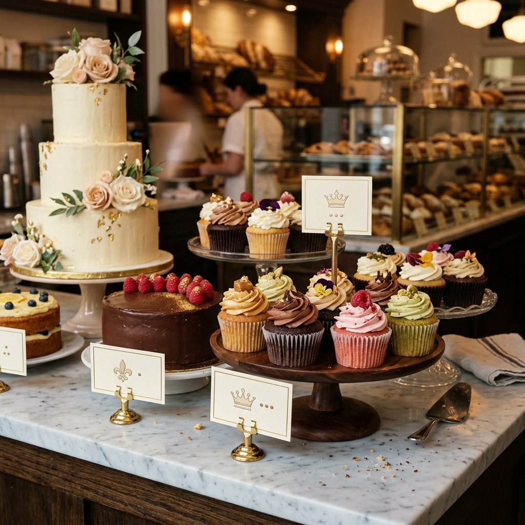 Notebook with bakery pricing calculations showing ingredient costs and profit margin formula on kitchen counter