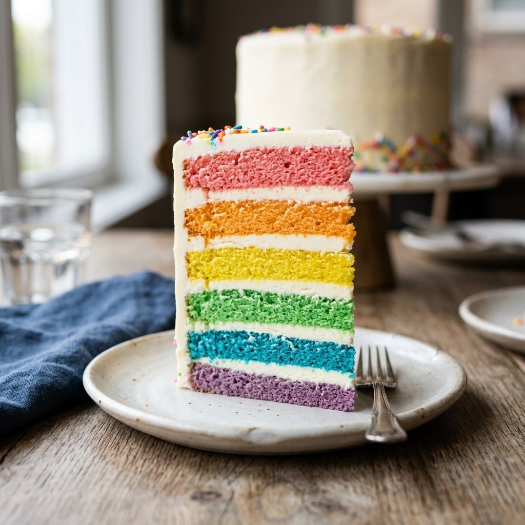 Cross-section of a professional layer cake showing evenly baked sponge, smooth filling layers, and clean crumb coat — the hallmarks of trained cake making technique